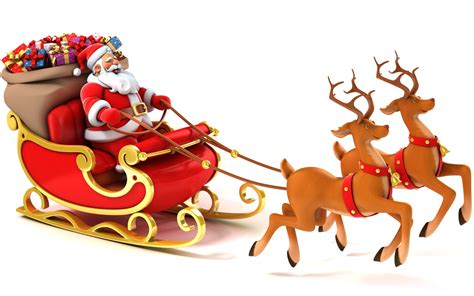 Happy Santa and Reindeer Wallpaper for Desktop