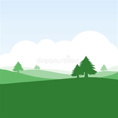 Colorful Silhouette Landscape Of Countryside Stock Vector ...