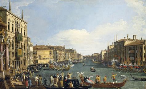 A Regatta On The Grand Canal Venetian Venice Canaletto Painting in Oil for Sale