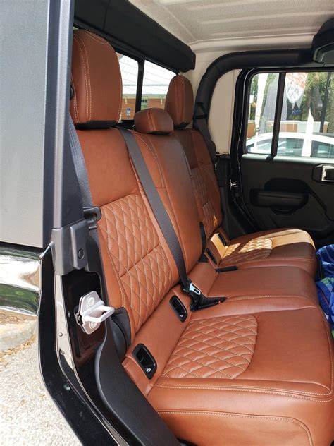 King Ranch Leather Custom Jeep Interior With Tan Piping