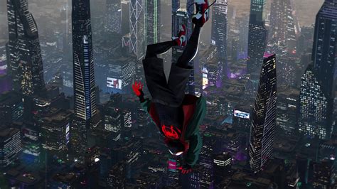 Miles Morales Falling Upside Down Spider-man Into The Spider-verse Live Wallpaper - MoeWalls