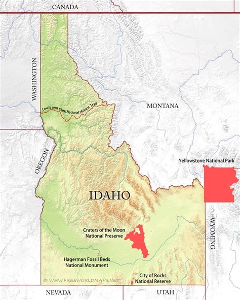 Idaho National Parks Map