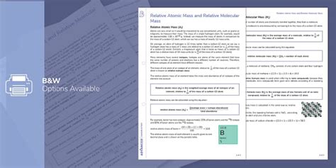 Relative Atomic Mass and Relative Molecular Mass Information Sheet