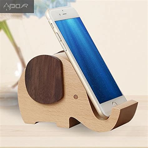 Cell Phone Stand, Wood Made Elephant For Smartphone With Pen Holder ...