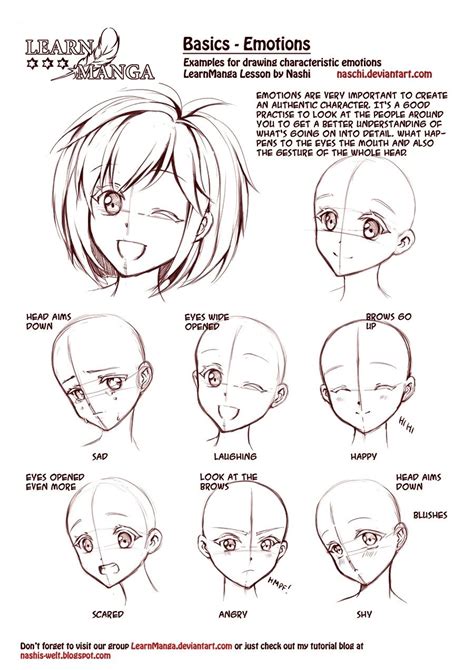 Learn Manga: emotions by *Naschi. How to draw manga face, girl face, cute kawaii drawing ...