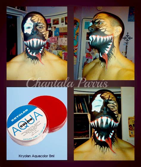 Venom makeup from Spider man done with red, black, and white aquacolor. | Halloween costumes ...