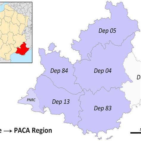 Study area. PACA region: location and departments. | Download ...