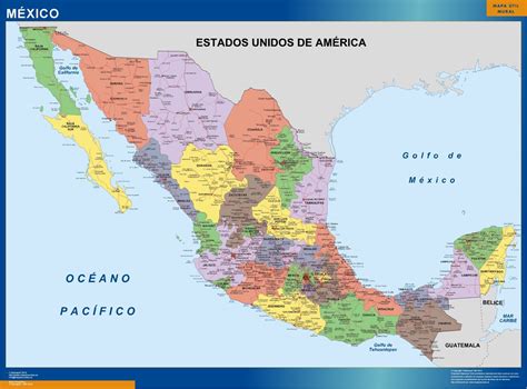 Mapa Mexico Politico plastificado | Mapas para Mexico de pared murales