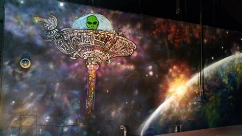 Street Art UFO Graffiti Robot Mural by Trails1