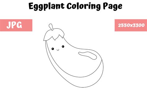 Coloring Book Page for Kids - Eggplant Graphic by MyBeautifulFiles · Creative Fabrica