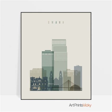 Omaha art poster art print Omaha skyline art Wall art | Etsy