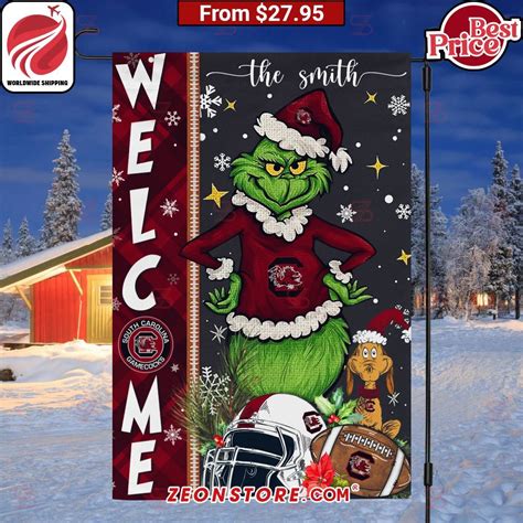 The Grinch South Carolina Gamecocks Welcome Football Christmas Flag - Zeonstore - Global Delivery