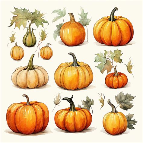 Premium AI Image | Watercolor Fall Pumpkin Clipart