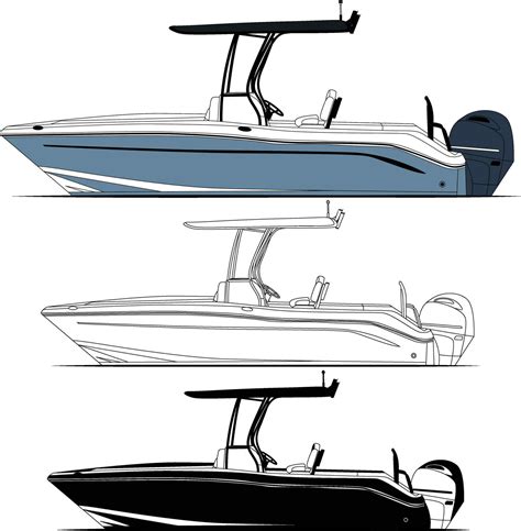 Fishing boat vector, motorboat vector,line art and one color 33299050 ...