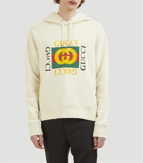 Gucci Logo Printed Hoodie In White | ModeSens