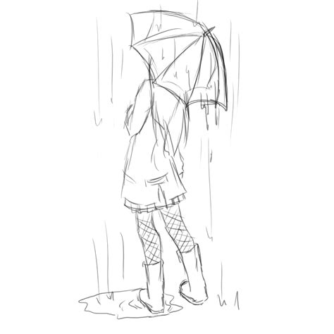 Umbrella Girl Sketch - FinetoShine