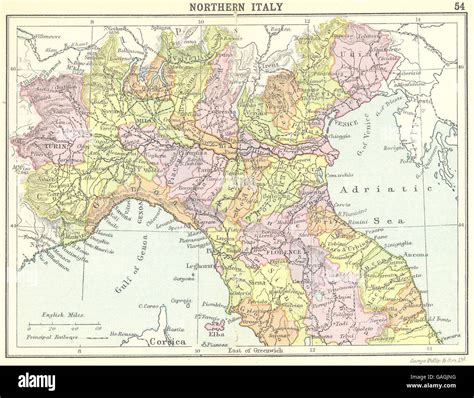 ITALY: Northern Italy; Small map, 1912 Stock Photo - Alamy