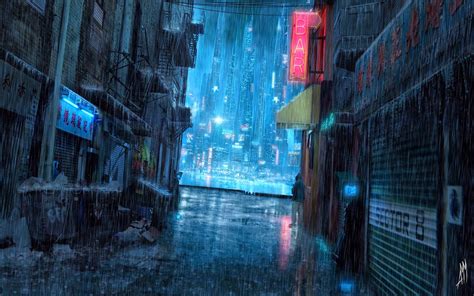 Futuristic Neon City Concept Art