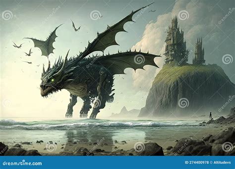 Fantasy Creatures on Flying Islands Going Forward Creature Walking in ...