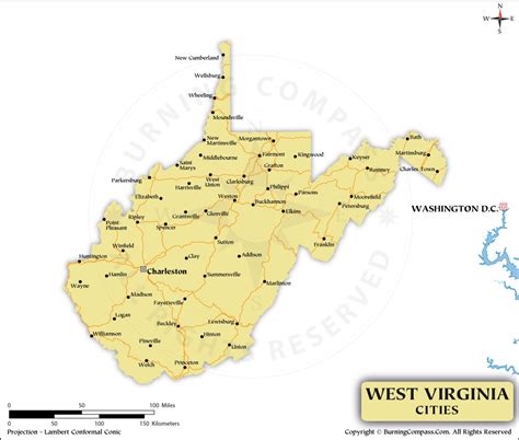 West Virginia Cities Map, Map of West Virginia with Cities