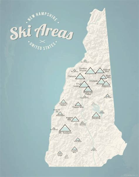 New Hampshire Ski Resorts Map 11x14 Print - Etsy