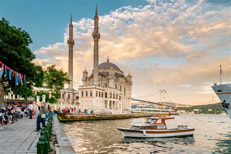 Istanbul Turkey June 2018, Ortakoy Neighbourhood of Istanbul Located by the Bosphorus Coastline ...