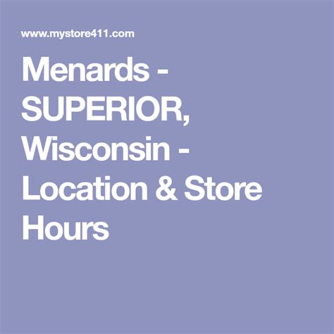 Menards - SUPERIOR, Wisconsin - Location & Store Hours | Menards, Wisconsin, Superior