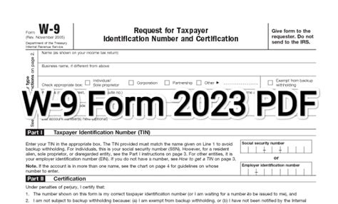 W-9 Form 2023 PDF Free Download