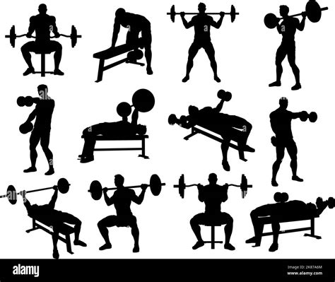 Weight Lifting Man Weightlifting Silhouette Set Stock Vector Image & Art - Alamy