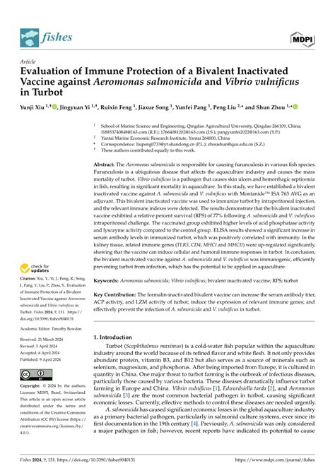 (PDF) Evaluation of Immune Protection of a Bivalent Inactivated Vaccine against Aeromonas ...