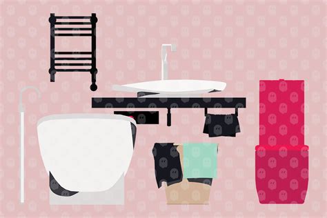 Archade | Bathroom Design With Iconic Red Toilet Vector Drawings