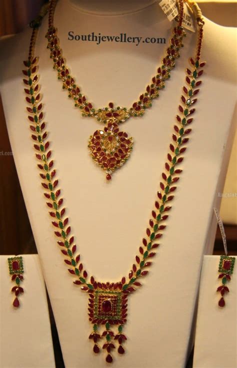 Ruby Emerald Necklace Set - Indian Jewellery Designs