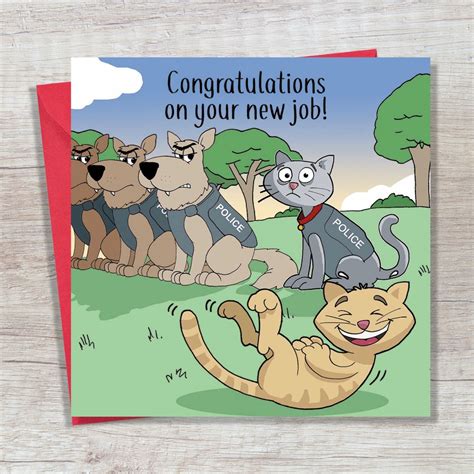 New Job Card Funny Police Cat Funny Leaving Card Funny Good Luck New ...