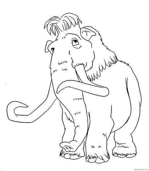 Mammoth Coloring Pages Animal Printable Sheets cartoon mammoth 2021 3266 Coloring4free ...