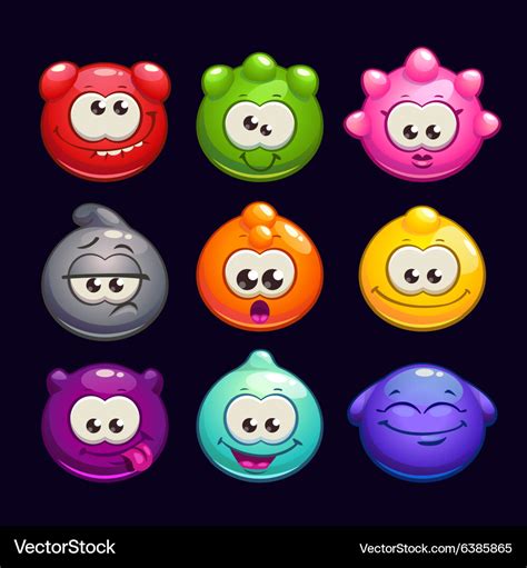 Funny cartoon jelly round characters set Vector Image