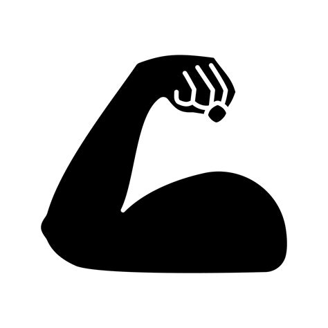 Flexed bicep glyph icon. Silhouette symbol. Strong emoji. Muscle ...