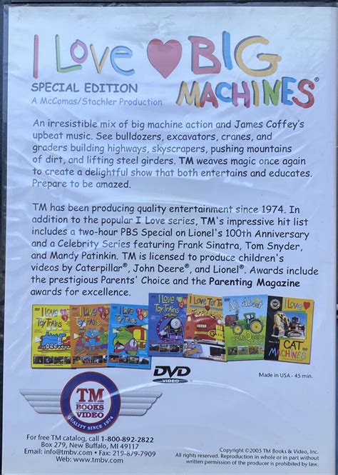 I Love Big Machines TM Books & Video 1995 1999 2005 DVD silly ...