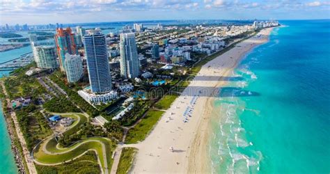 South Beach, Miami Beach. Florida. Aerial View. Stock Image - Image of dock, line: 95999965