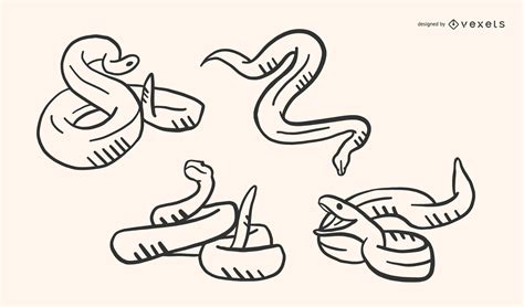 Snake Doodle Vector Set Vector Download