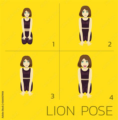 Lion Pose Yoga Manga Tutorial How Cartoon Vector Illustration Stock ...