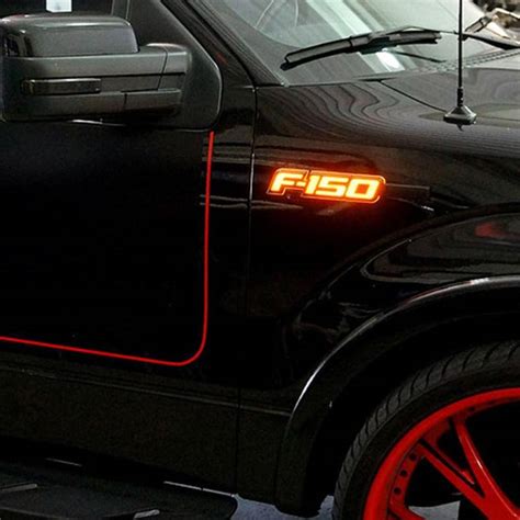 RECON F-150 Illuminated Fender Emblems Red, White, & Amber w/Chrome Housing | 2009-2014 Ford ...