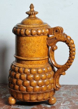1 - Antique c.1800 Tall Norwegian Wooden Tankard Burl Stein Drinking Horns, Drinking Vessels ...