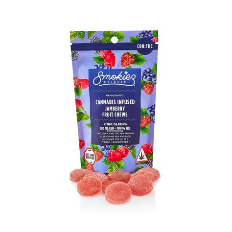 Smokiez Edibles: Smokiez Jamberry 100mg CBN : 100mg THC 1:1 Fruit Chews - Massachusetts | Leafly