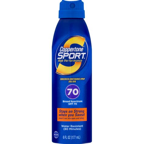 Coppertone High Performance Sunscreen Continuous Spray SPF 70 (6 fl oz ...