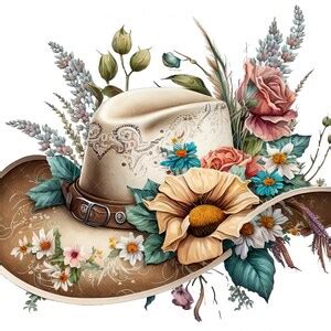 Floral Cowgirl Hat High Quality Cowgirl Hat Png Bundle Set - Etsy