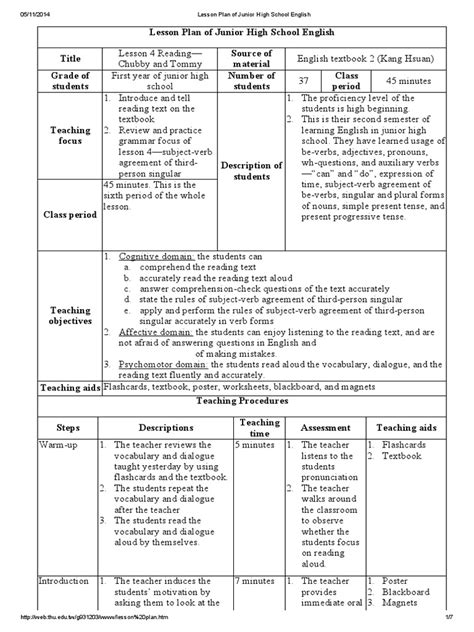 Lesson Plan of Junior High School English | Grammatical Number | Verb | Free 30-day Trial | Scribd