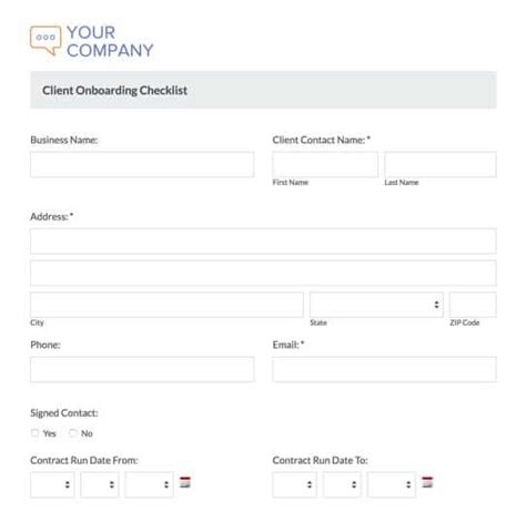 Client Onboarding Form Template