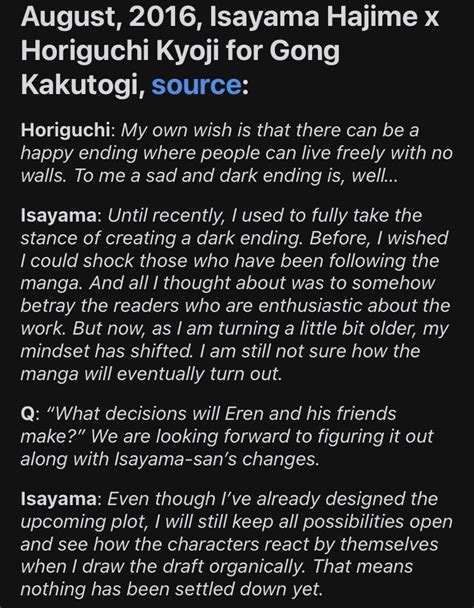 I really like the idea that the manga ending was still Isayama’s way of ...