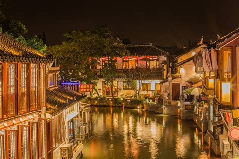 Night View House Architecture Of Zhujiajiao Ancient Town Picture And HD ...