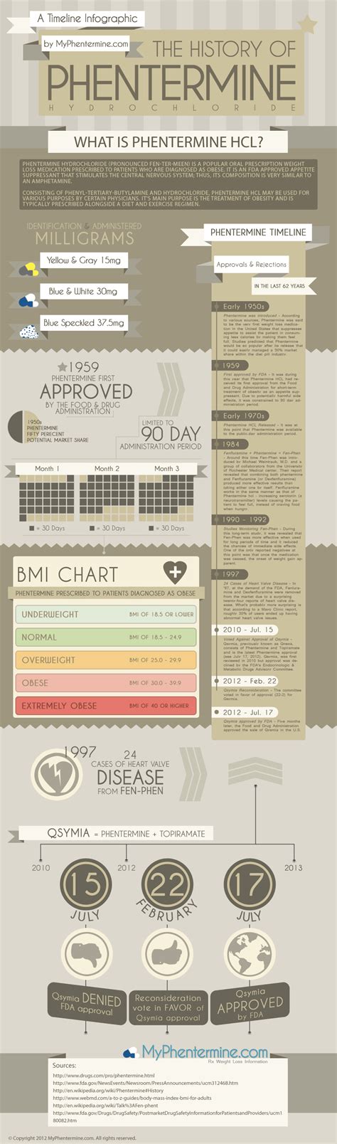 A timeline infographic displaying key dates of the most popular prescription weight loss ...